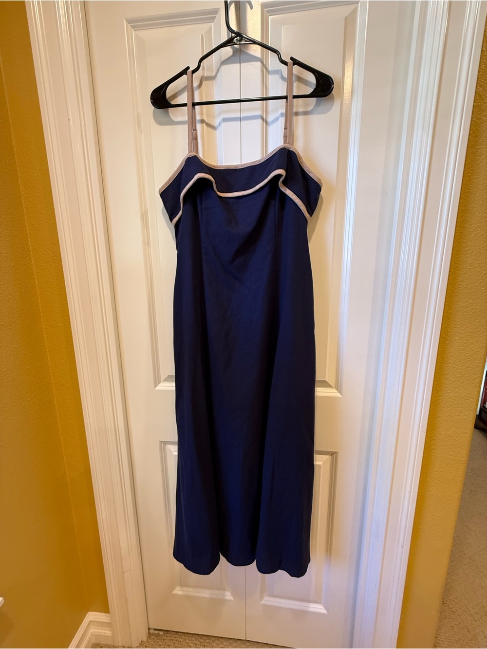 NWOT entro Navy Midi Dress with Taupe Trim